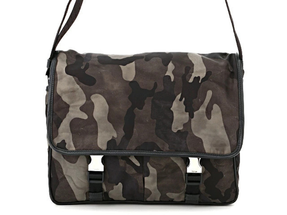 Prada Shoulder Bag Camouflage Dark Brown